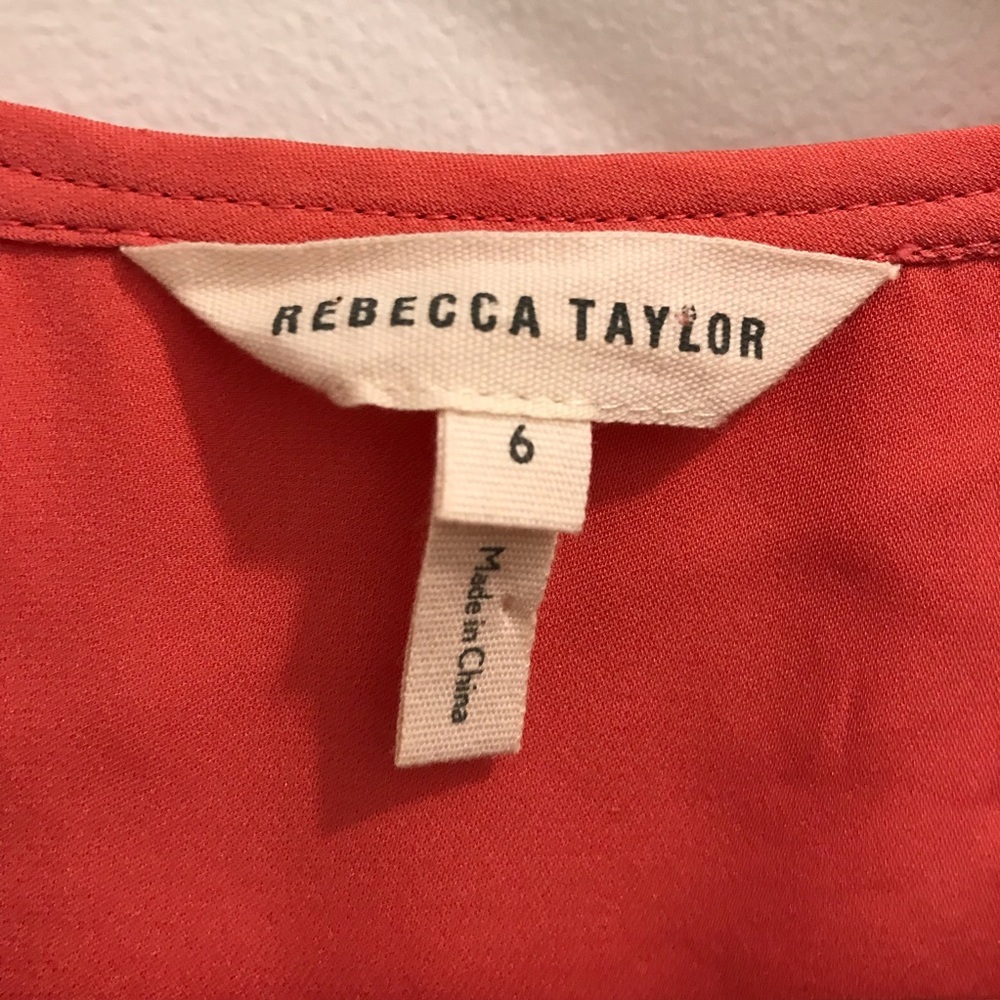 Rebecca Taylor Silk Half Button Blouse coral 6 tank top shirt - Picture 4 of 8